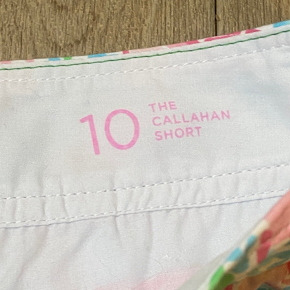 Lilly Pulitzer The Callahan Shorts Women's 10 Pink Lobster Blue Wave Mid Rise - Picture 6 of 10